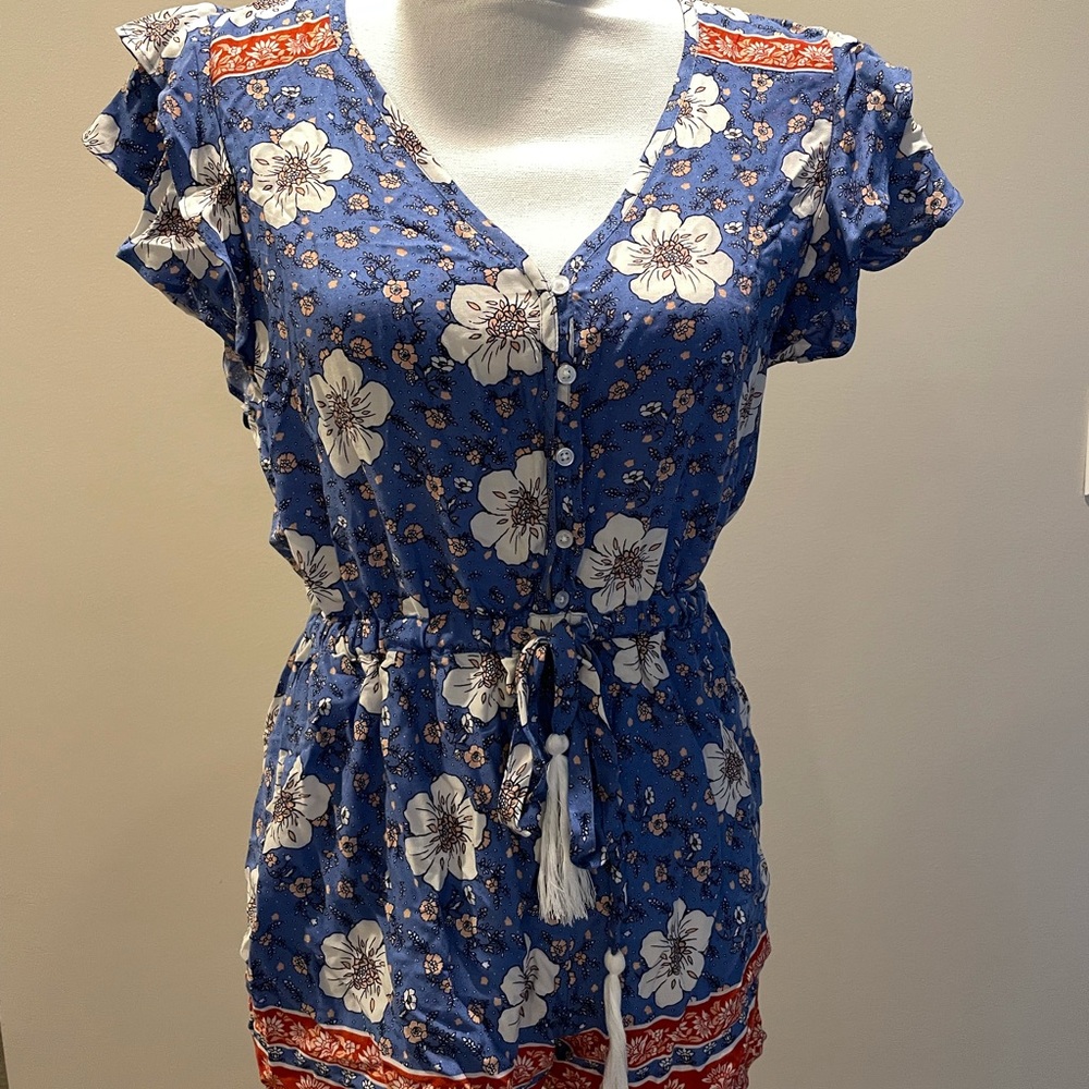 Forever 21 bohemian blue/floral romper w/TAG